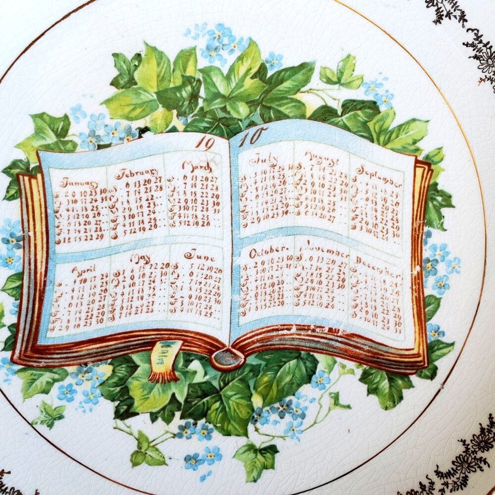 Antique Porcelain Calendar Plate 1910 Advertising Cole Camp Missouri Collectible - Picture 2 of 12